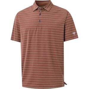 Maelreg Performance Polo Shirt XL Striped Henna Golf Short‎ Sleeve NWT